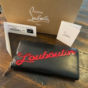 Christian Louboutin Panettone wallet leather with patent leather logo